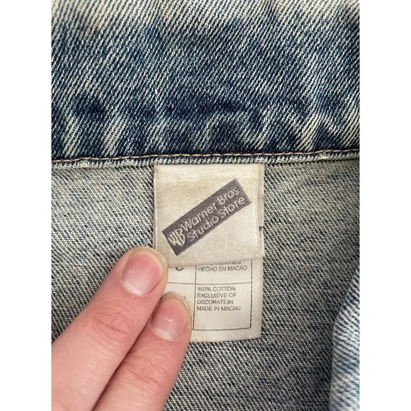 Vtg 90s Warner Brothers Looney Tunes Jean Jacket 1999 Sz S Taz Bugs Street Wear - Picture 14 of 15